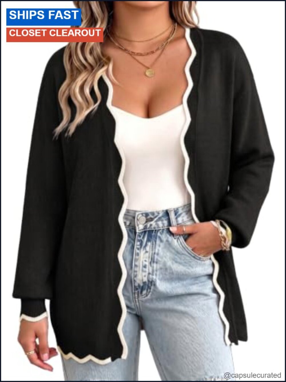 Plus Size Long Sleeve V Neck Open Front Knit Cardigan Sweater